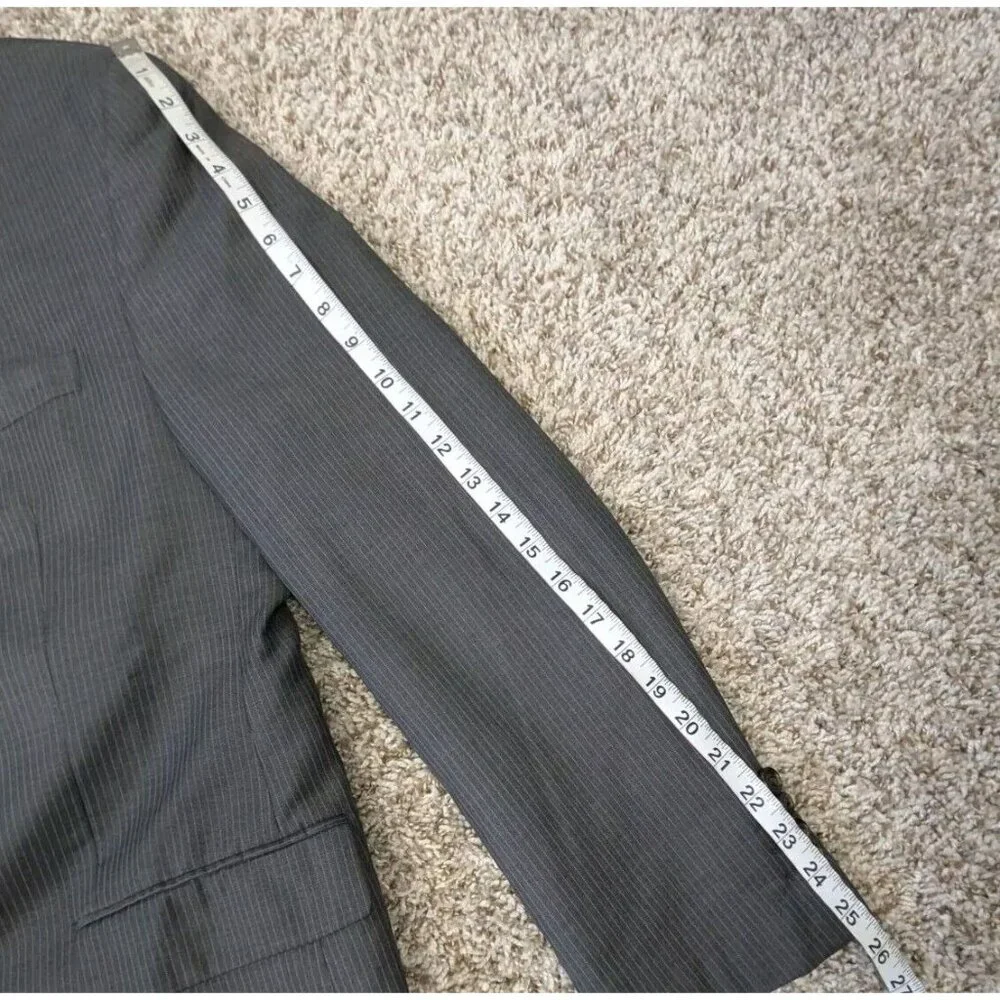 Ralph Ralph Lauren Blazer Mens 42L Wool Jacket Sport Coat Grey Stripe FLAWED